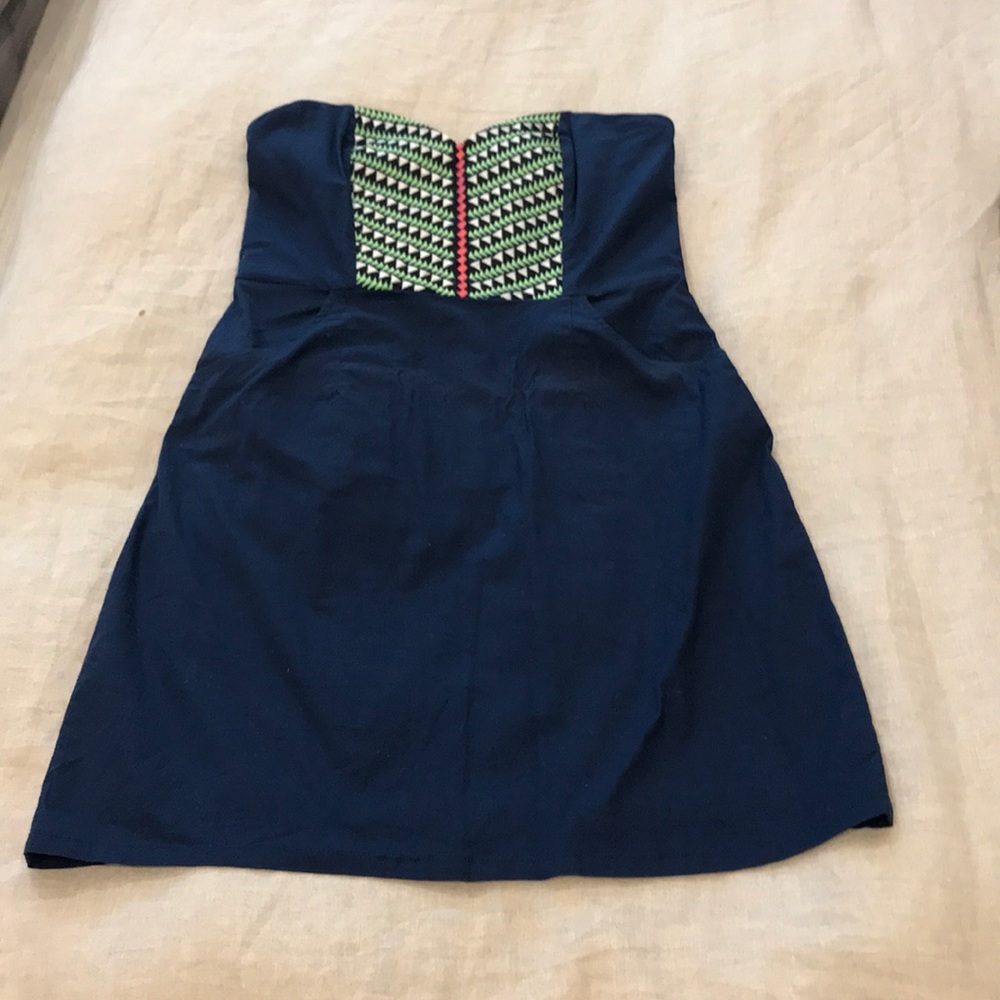 Sweetheart Neckline Mini Dress - Aztec Embroidery